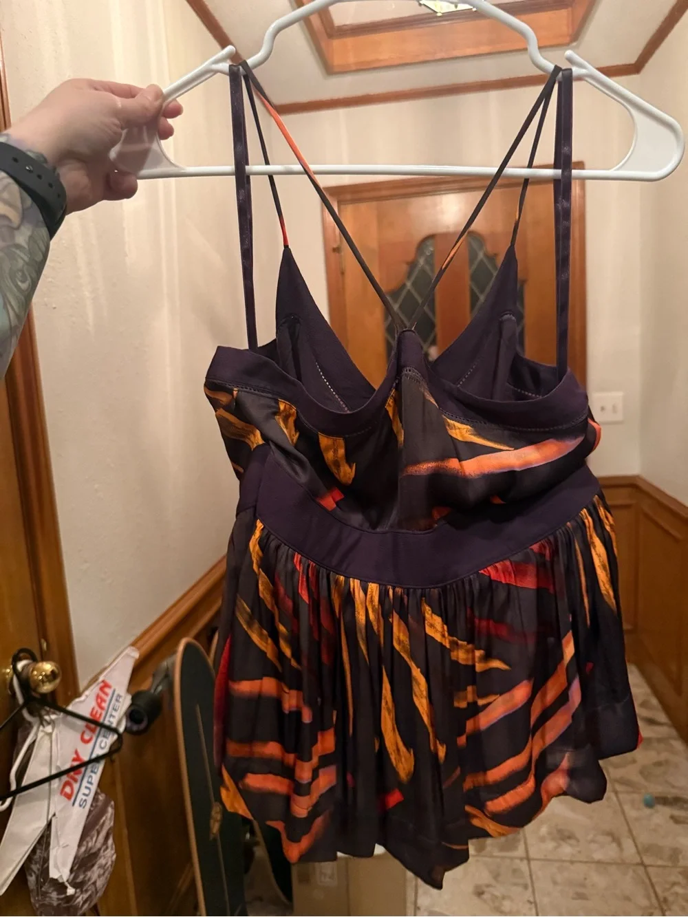 Dark purple and orange Racerback flowy tank top free people size 4